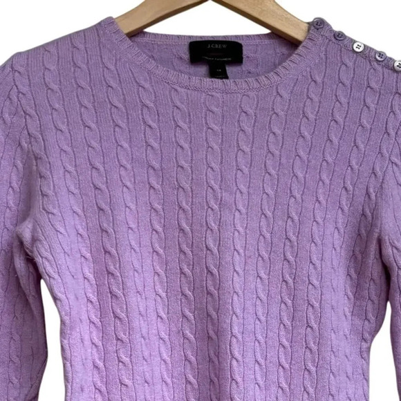 J. Crew Italian Cashmere Light Purple Small Cable Knit Sweater Size XS - Picture 3 of 6
